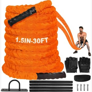 Battle Rope for Home Gym, Heavy Weighted Training Rope with Protective Cover for Full Body Workout - 1 of 4
