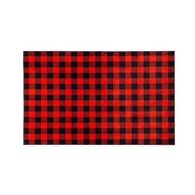 Evergreen Red and Black Buffalo Check Layering Mat Indoor and Outdoor Decor