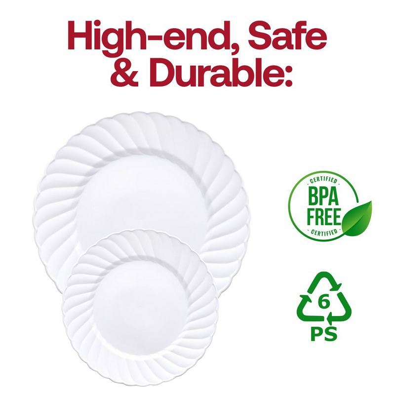 Smarty Had A Party 7.5" White Flair Plastic Appetizer/Salad Plates (180 Plates), 4 of 7
