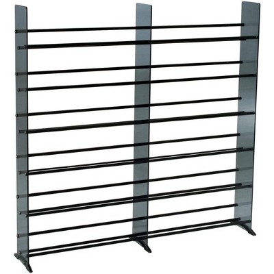 Transdeco Silkscreen Printed Black Glass Cd/dvd Rack, 12 Shelves In ...