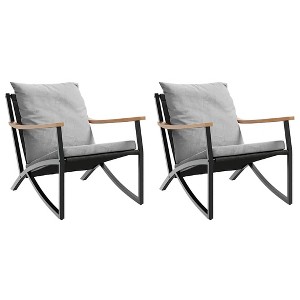 vidaXL Patio chairs with Cushions 2 pcs Black Steel - 1 of 1