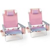 2-Pack Folding Backpack Beach Chair 5-Position Outdoor Reclining Chairs with Pillow Blue/Pattern/Pink/Yellow/Dark Pink/Dark Green/Dark Blue - 2 of 4