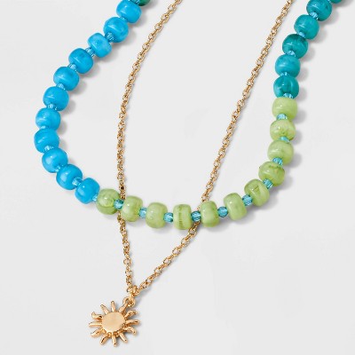 Beaded Sun Drop Multi-Strand Pendant Necklace - Universal Thread™