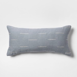 Silk Blend Dash Oversize Lumbar Throw Pillow Blue - Project 62