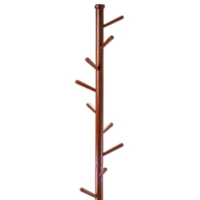 Lily Walnut Finish Solid Wood 9-Peg Coat Tree