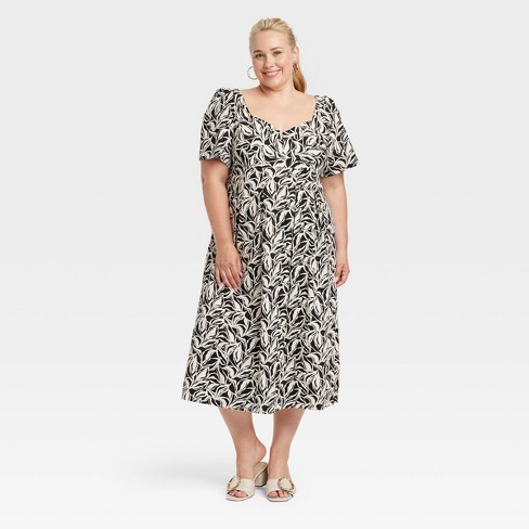 Connected Apparel outlet Size 12 Black & White Floral MIDI Dress