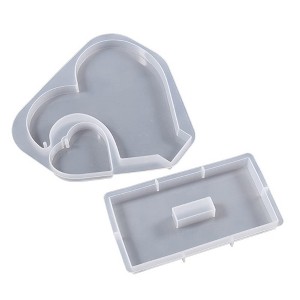 Resin Molds, Photo Frame Mold - Double Heart-Shaped Silicone Resin Mold with Base, DIY Personalized Craft Tool - 1 of 4