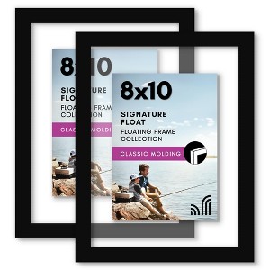 Americanflat 8x10 Floating Picture Frame in Black with Polished Glass and Hanging Hardware Included - 1 of 4