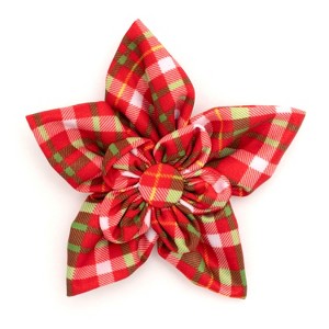 The Worthy Dog Holiday Plaid Flower - Adjustable Pet Collar Accessory - 1 of 4