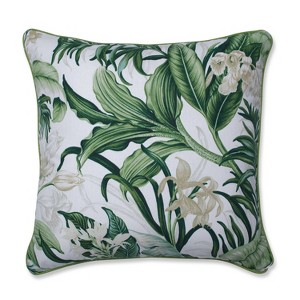 Wailea Coast Verte Square Throw Pillow - Pillow Perfect, Beige Green