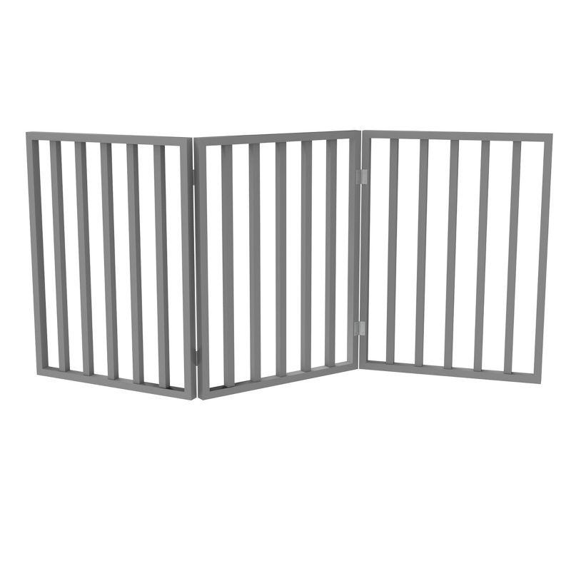 Indoor Pet Gate - 3-Panel Folding Dog Gate for Stairs or Doorways - 54x24-Inch Freestanding Pet Fence for Cats and Dogs by PETMAKER (Gray), 5 of 9