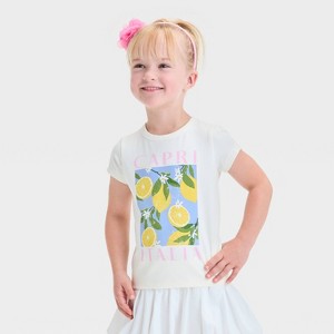 Grayson Mini Toddler Girls' Ribbed White Capri LemonT-Shirt - White - 1 of 4