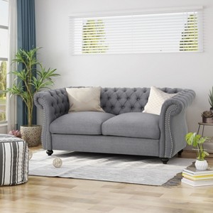 NicBex 61.8 Inch Loveseat,Modern Chesterfield Fabric Loveseat Sofa with Nailhead Accents,Upholstered 2-Seater Couch for Living Room - 1 of 4