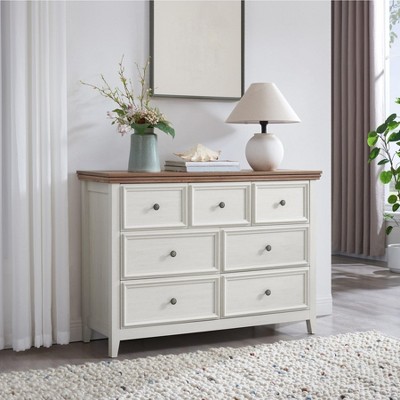 7 Drawer Dresser For Bedroom, Modern Chest of Drawers with Metal Handles, Wooden Dresser Organizer Storage Cabinet For Living Room Hallway Entryway