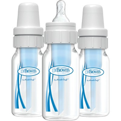 Dr Brown's BPA Free Natural Flow Standard Neck Bottle 4 oz 3 Bottles 