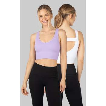 Yogalicious 2 Pack Seamless V-neck Sports Bra - Sweet Lilac/white - Medium  : Target