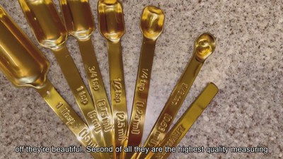 2 Lb Depot Gold Measuring Spoons Set of 7, Bonus Leveler, Baking