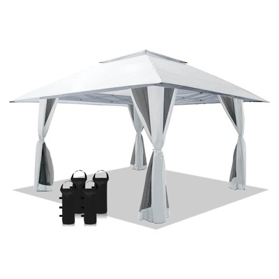13X13 Instant Gazebo Screen House - Centerlok, Sto 'N Go, Silver Coated 150D - CA169M White