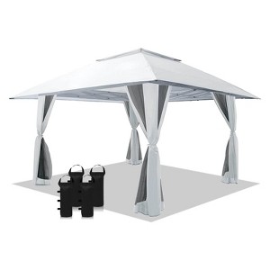 CROWN SHADES 13x13 Pop Up Gazebo, Patented One Push Outoor Canopy Tent with Wheeled STO-N-Go Cover Bag, Pop Up Canopy with Netting for Patio, Party, Backyard - 1 of 4