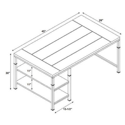 Austin Black and Ash Wood Two Shelf Desk