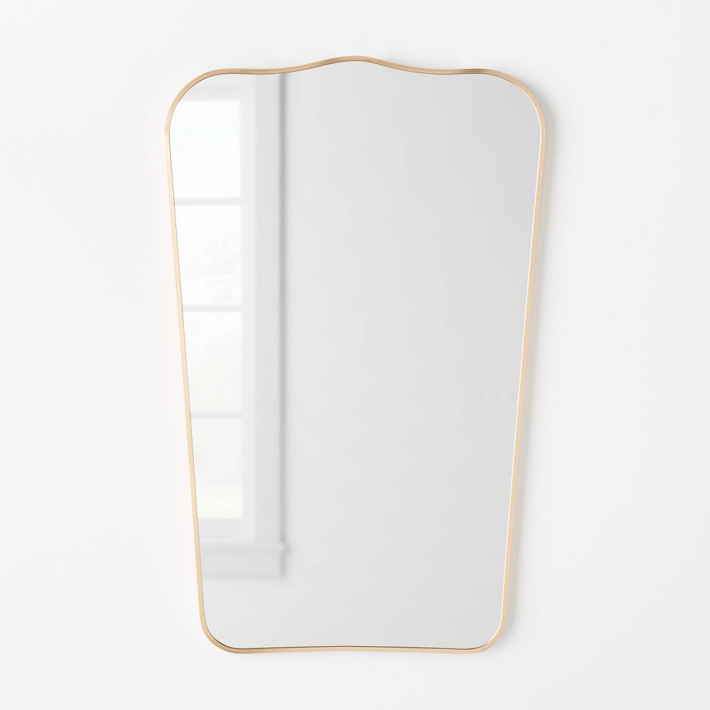 Photos - Wall Mirror 23" x 36" Metal Curved Top Mirror Gold - Threshold™ designed with Studio M
