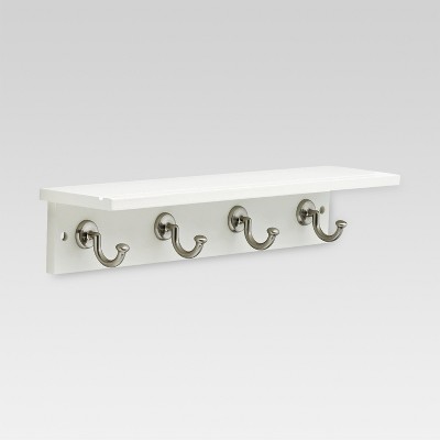 18" Hennepin Hook Rack with Ledge - White/Satin Nickel - Threshold™