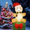 Itopfox 6 Foot Christmas Inflatable Gingerbread Man with Giant Gift Box Built in LED Lights Outdoor Holiday Yard Decoration 1 Piece - 3 of 4