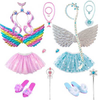 Skirfy 16 Pcs Princess Dress Up Toys for Toddler Girls, Butterfly Wings, Jewelry Gift Toys for 3+ Year Old Little Girls