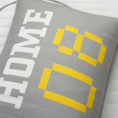 White and Navy Reversible Soccer Twin Microfiber Quilt Set