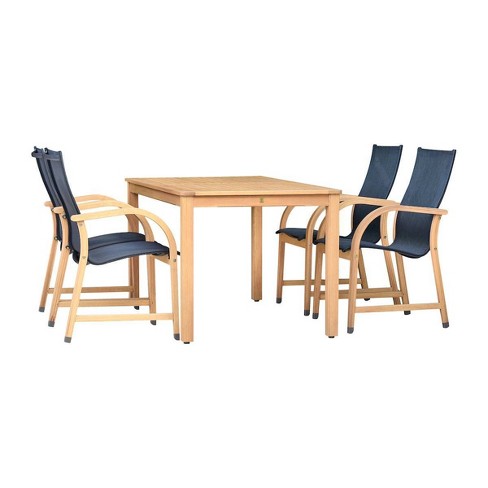 Amazonia 5pc Eucalyptus HavenHarbor Patio Rectangle Dining Set: FSC-Certified, All-Weather, UV-Resistant - image 1 of 4