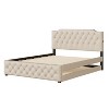 Linen Upholstered Bed with 2 Drawers & Dual USB Ports - Stylish & Functional - 2 of 4