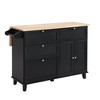 Kitchen Island Set With 2 Stools, 3 Piece Dining Table Set with Drop Leaf, Storage Cabinet, Dining Table Set of 2 for Dining Room Kitchen - 2 of 4