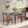 3 Piece Dining Table Set, Wooden Kitchen Table Set with 2 PU Upholstered Chair, Industrial Metal Frame Dinette Set - 3 of 4