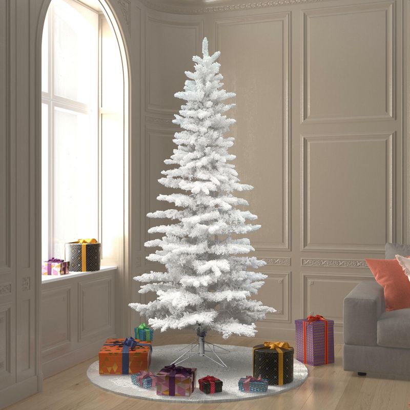 Vickerman Flocked White Spruce Slim Artificial Christmas Tree, 5 of 6