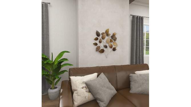 Metal Leaf Textured Wall Decor with Multiple Shades Bronze - Olivia &#38; May, 2 of 19, play video