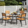 Tangkula Patio Dining Chair Set of 4 Outdoor Armless Chairs w/Metal and Acacia Wood Frame All-Weather Bistro Chairs - 3 of 4