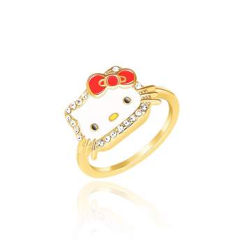 Sanrio Hello Kitty Silver Plated Crystal Accessories Jewelry Ring - Size 5  : Target