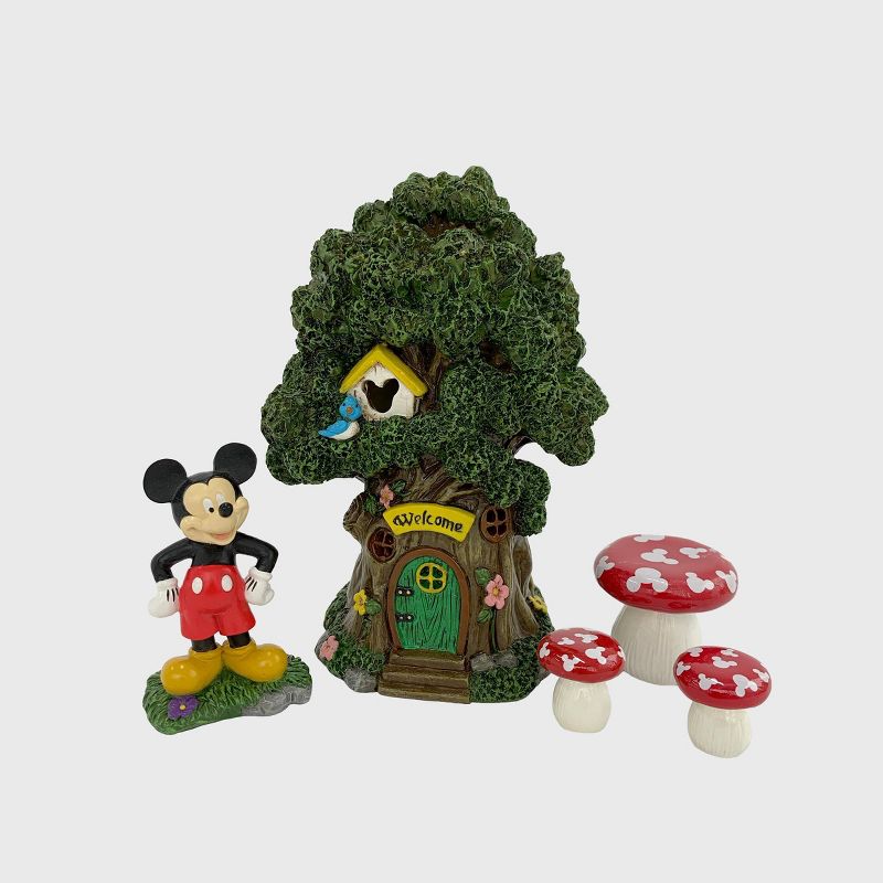 Disney Mickey Mouse Miniature Resin Garden Set With Solar Tree House, 1 of 7