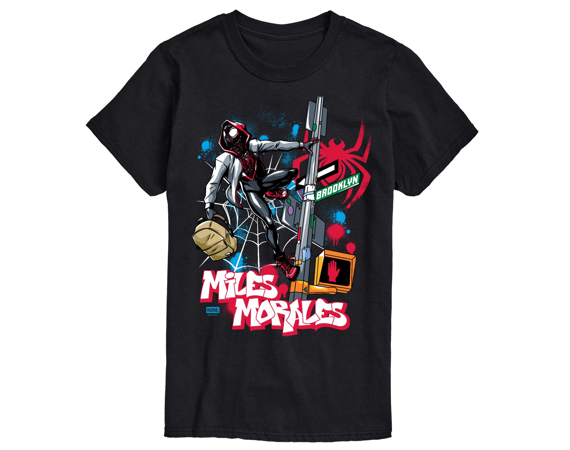 Men's Marvel Spider-Man Miles Morales Street Short Sleeve Graphic T-Shirt - Black - 2 X-Large