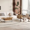 Vynxaria Cozy Natural Oval MDF stickerDouble Drawer Coffee Table 43.3"x23.6" Multi-Functional Design - 3 of 4