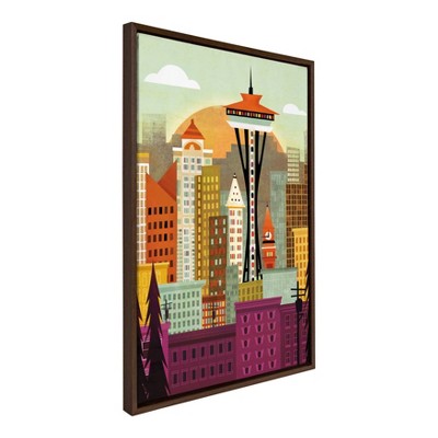 Seattle Skyline Mid-Century Modern Canvas Wall Art