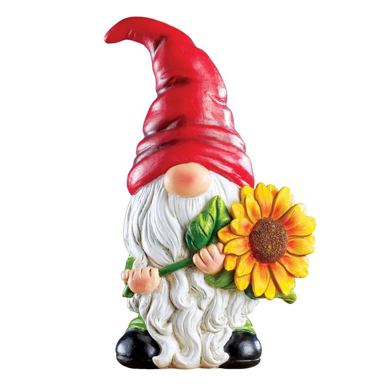 Collections Etc Hand-Painted Gnome with Sunflower Decoration NO SIZE, 1 of 3