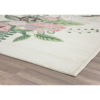 Ivory Blush Floral Charm Synthetic Area Rug, 9' x 12'
