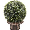 Gulches 24 Inch Ball Topiary Artificial Faux Plant Low Maintenance Indoor Outdoor Decoration with Bronze Pedestal Pot Home Office Garden - 3 of 4