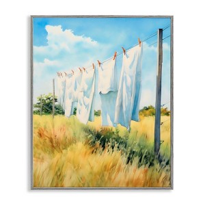 Stupell Industries Clothing Line in Windy Meadow Framed Giclee Art - 1 of 4