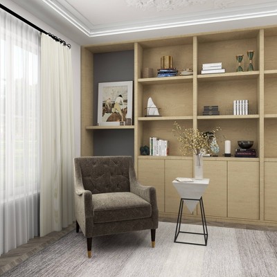 Triangular Wood and Metal Accent Table with White Top