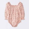 Baby Girls' Floral Smocked Romper - Cloud Island™ Pink - 2 of 4