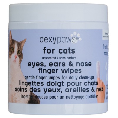 Dexypaws: Eyes, Ears & Nose Finger Wipes - Cat - 100ct Soft Cleansing Wipes