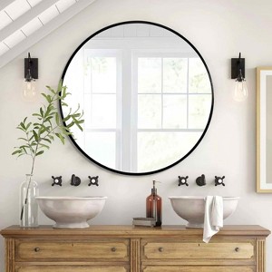 MAYEERTY Metal Framed Round Bathroom Mirror for Wall - 1 of 4