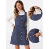 Allegra K Women's Tweed Sleeveless Square Neck Button Up A-Line Pinafore Overall Dress - 2 of 4